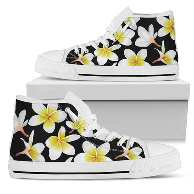 Yellow Plumeria Hawaiian Flowers Women High Top Shoes