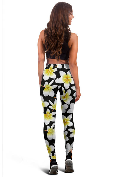 Yellow Plumeria Hawaiian Flowers Women Leggings