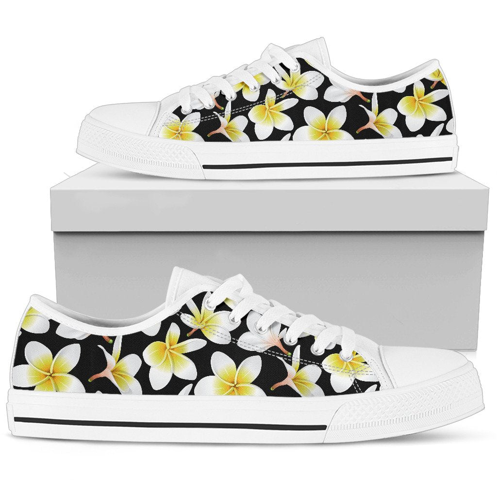 Yellow Plumeria Hawaiian Flowers Women Low Top Shoes-JTAMIGO.COM