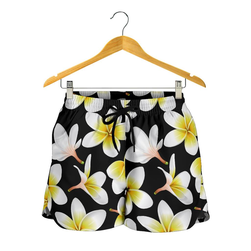 Yellow Plumeria Hawaiian Flowers Women Shorts-JTAMIGO.COM