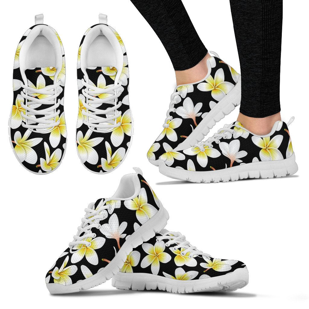 Yellow Plumeria Hawaiian Flowers Women Sneakers Shoes