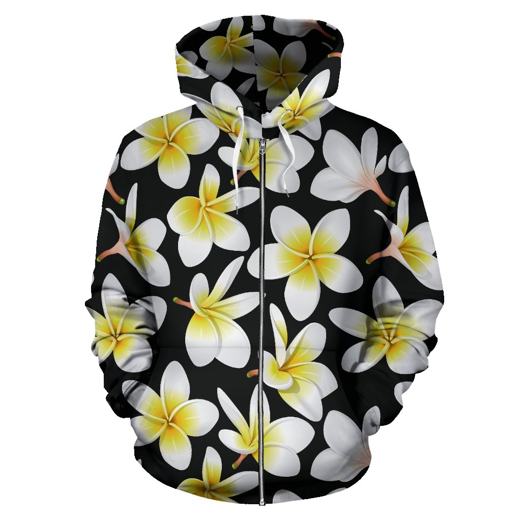 Yellow Plumeria Hawaiian Flowers Zip Up Hoodie