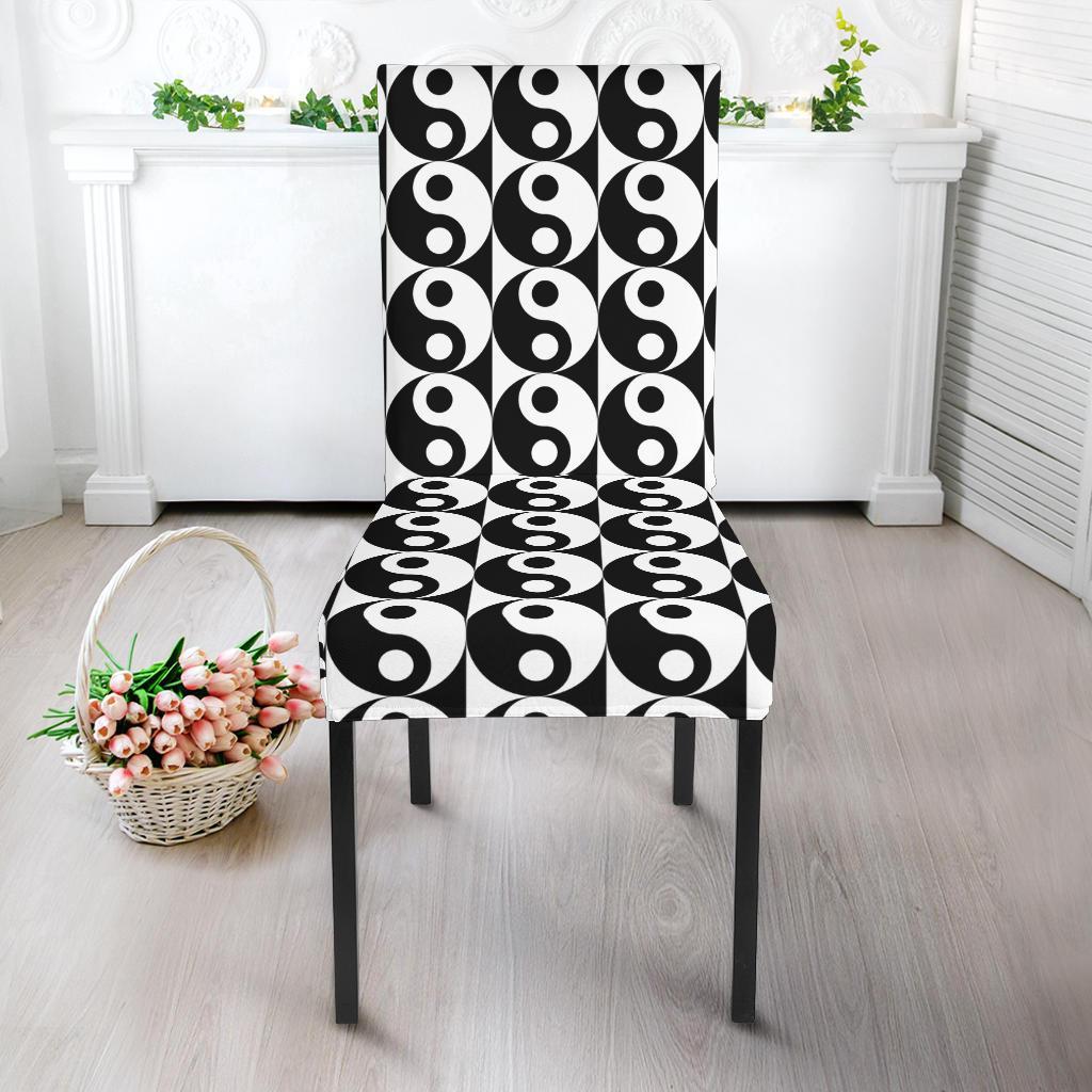 Yin Yang Classic Pattern Design Print Dining Chair Slipcover-JTAMIGO.COM