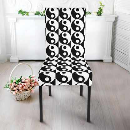 Yin Yang Classic Pattern Design Print Dining Chair Slipcover-JTAMIGO.COM