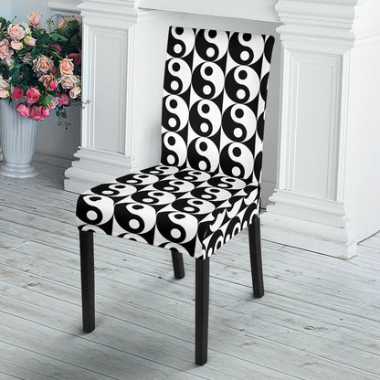 Yin Yang Classic Pattern Design Print Dining Chair Slipcover-JTAMIGO.COM
