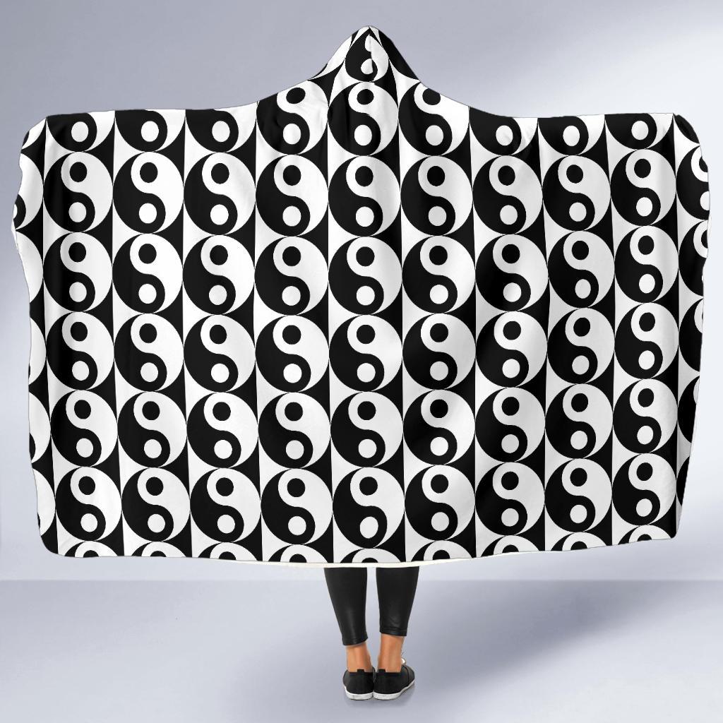 Yin Yang Classic Pattern Design Print Hooded Blanket-JTAMIGO.COM