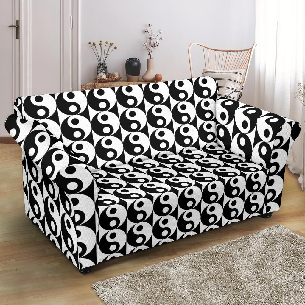 Yin Yang Classic Pattern Design Print Loveseat Slipcover-JTAMIGO.COM
