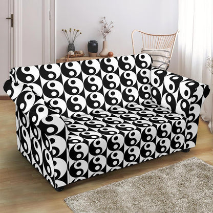 Yin Yang Classic Pattern Design Print Loveseat Slipcover-JTAMIGO.COM
