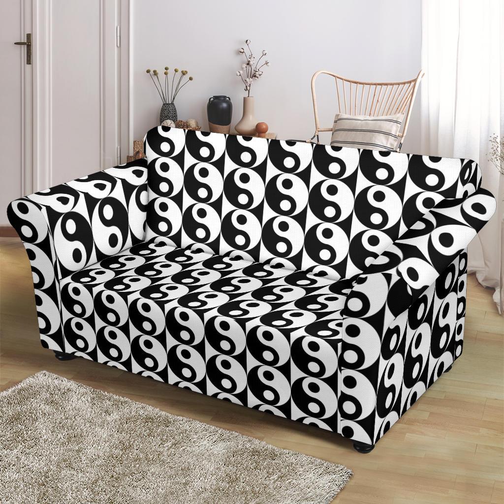 Yin Yang Classic Pattern Design Print Loveseat Slipcover-JTAMIGO.COM