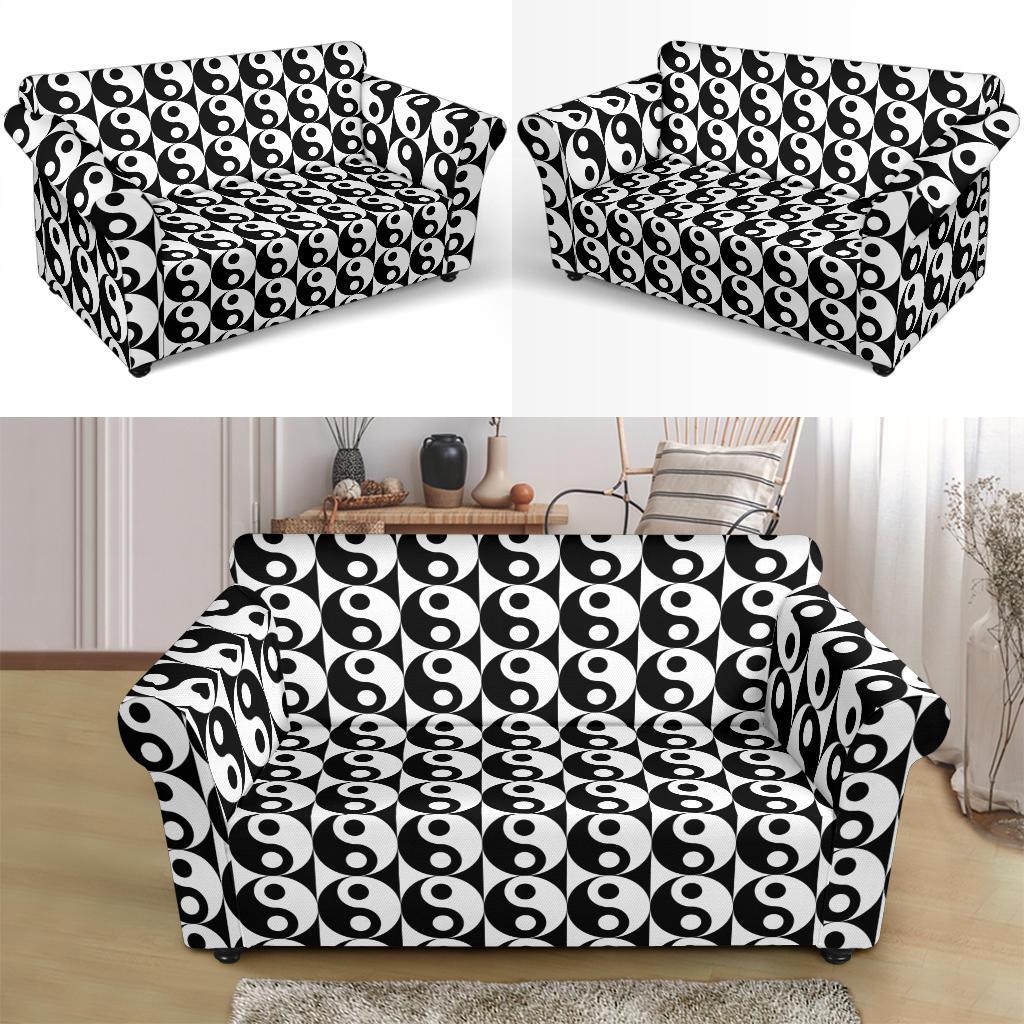Yin Yang Classic Pattern Design Print Loveseat Slipcover-JTAMIGO.COM