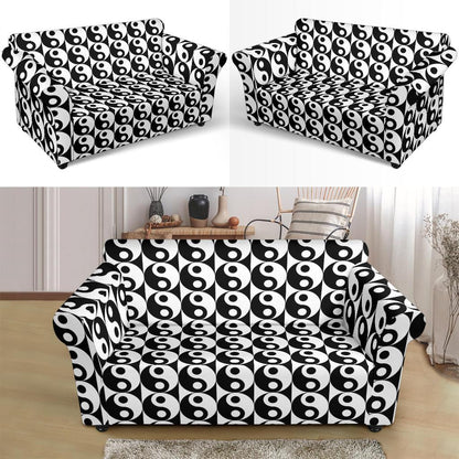 Yin Yang Classic Pattern Design Print Loveseat Slipcover-JTAMIGO.COM