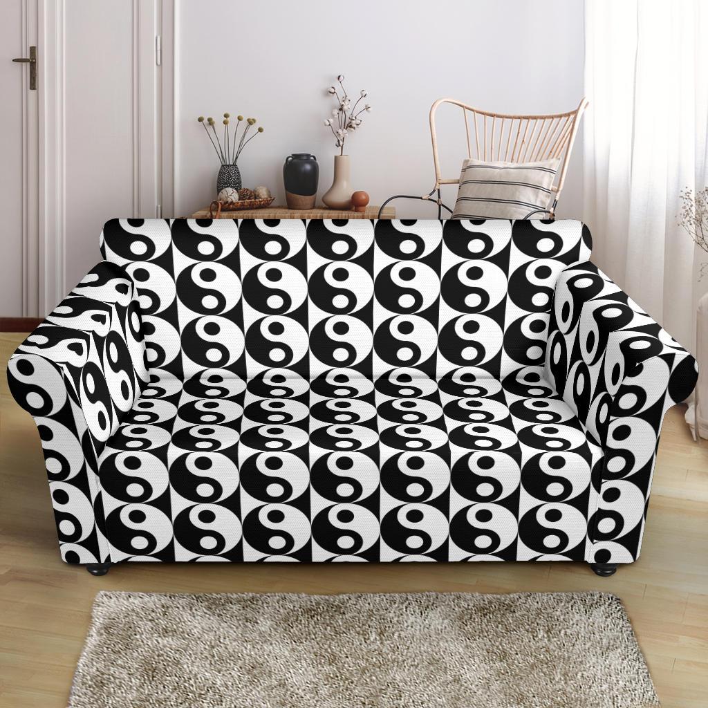 Yin Yang Classic Pattern Design Print Loveseat Slipcover-JTAMIGO.COM