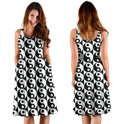 Yin Yang Classic Pattern Design Print Sleeveless Dress