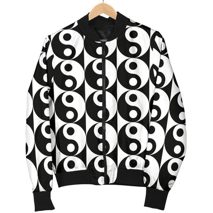 Yin Yang Classic Pattern Design Print Women Casual Bomber Jacket