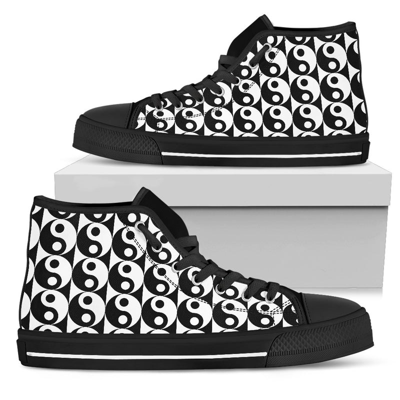 Yin Yang Classic Pattern Design Print Women High Top Shoes