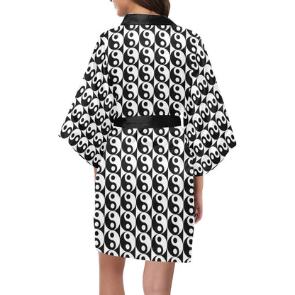 Yin Yang Classic Pattern Design Print Women Short Kimono Robe