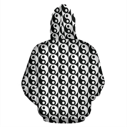 Yin Yang Classic Pattern Design Print Zip Up Hoodie