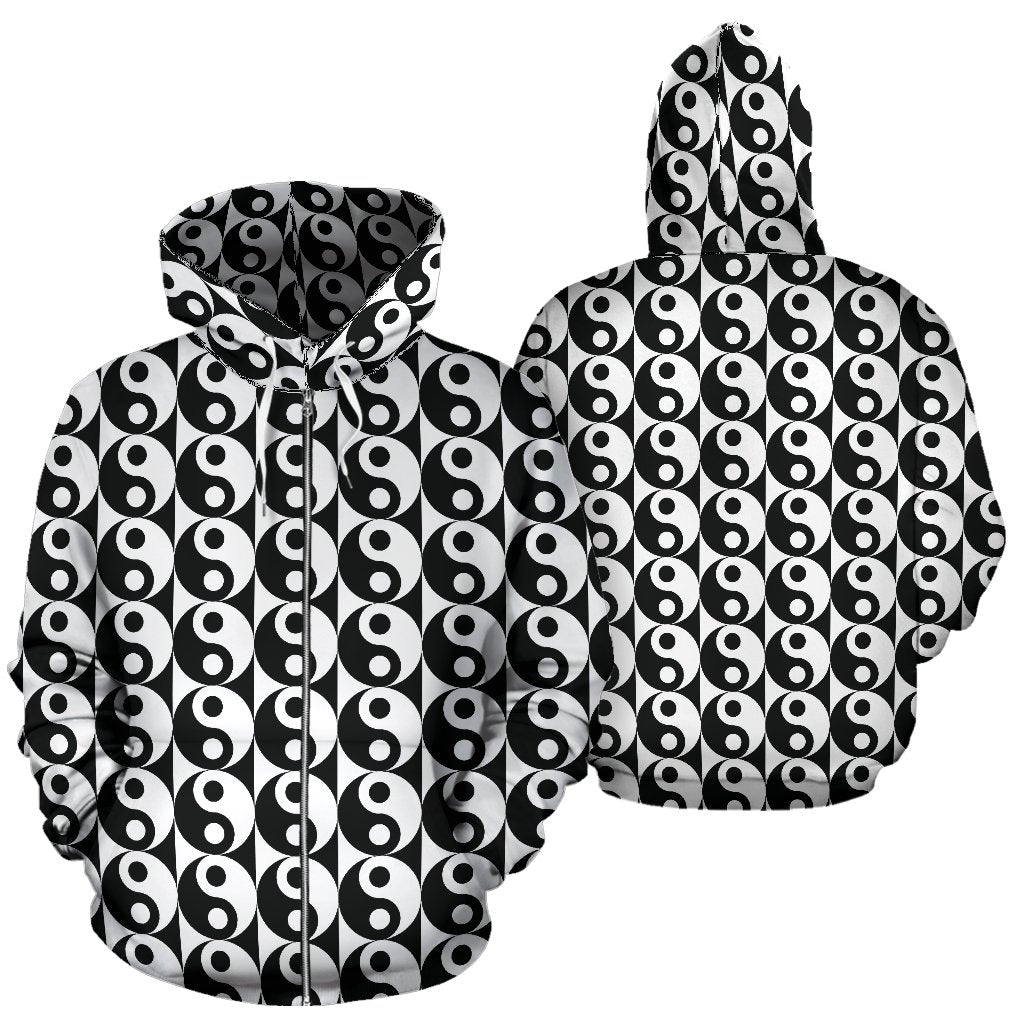 Yin Yang Classic Pattern Design Print Zip Up Hoodie