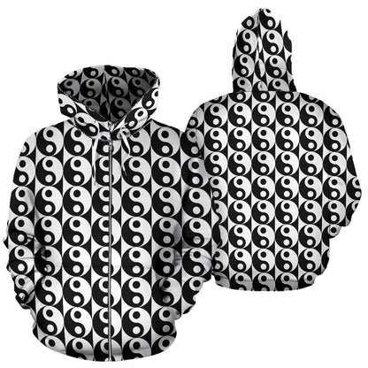 Yin Yang Classic Pattern Design Print Zip Up Hoodie