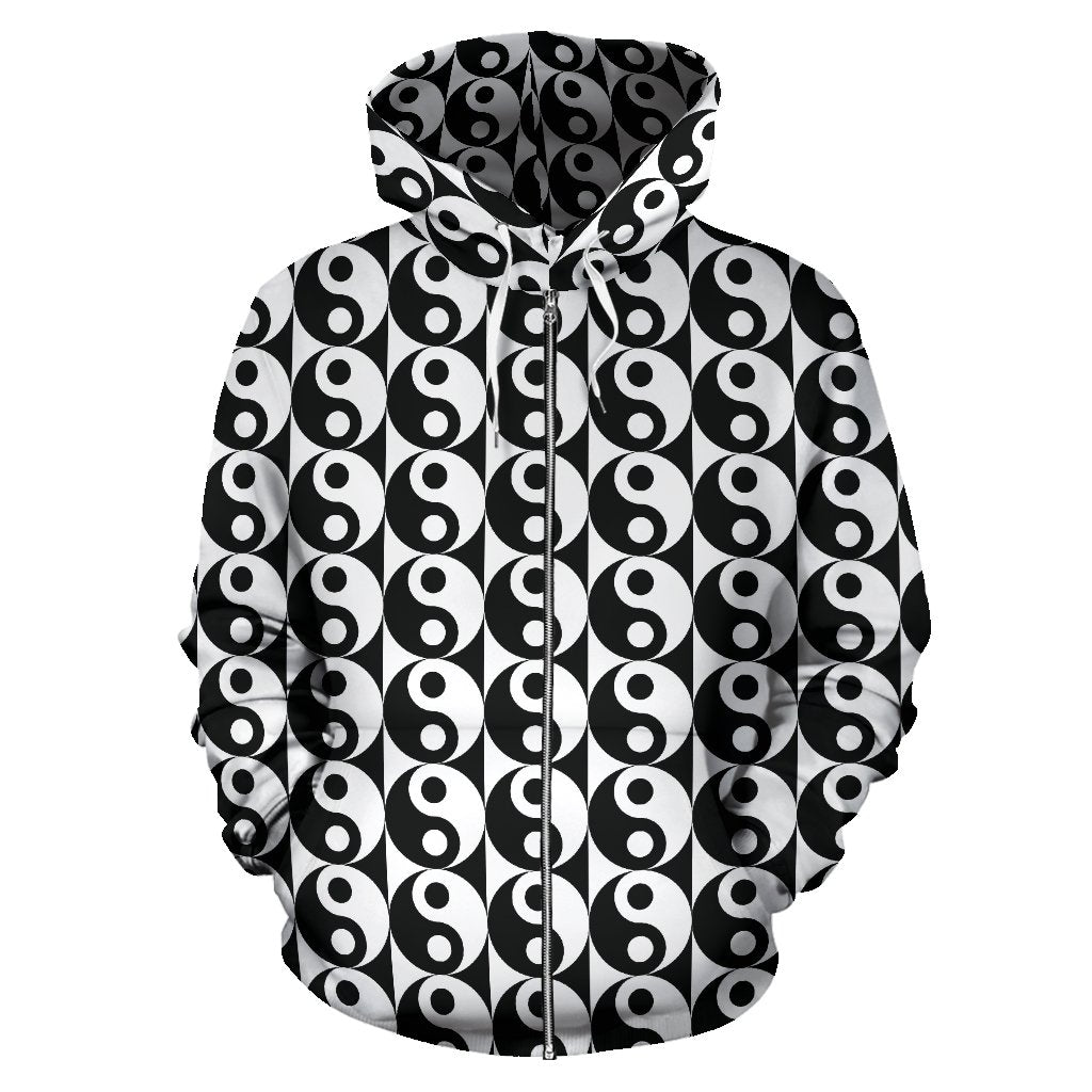 Yin Yang Classic Pattern Design Print Zip Up Hoodie