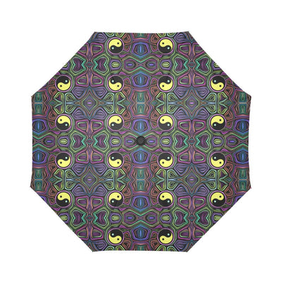 Yin Yang Neon Color Design Print Automatic Foldable Umbrella