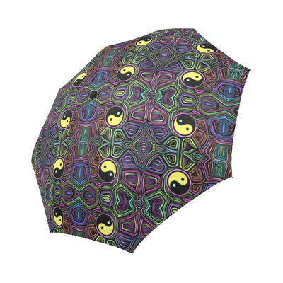 Yin Yang Neon Color Design Print Automatic Foldable Umbrella