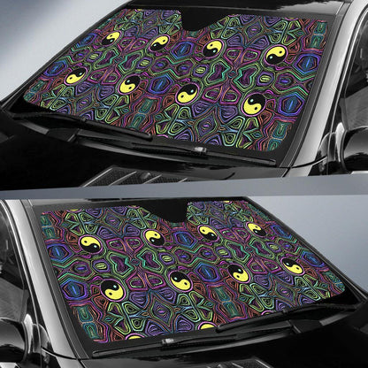 Yin Yang Neon Color Design Print Car Sun Shade For Windshield