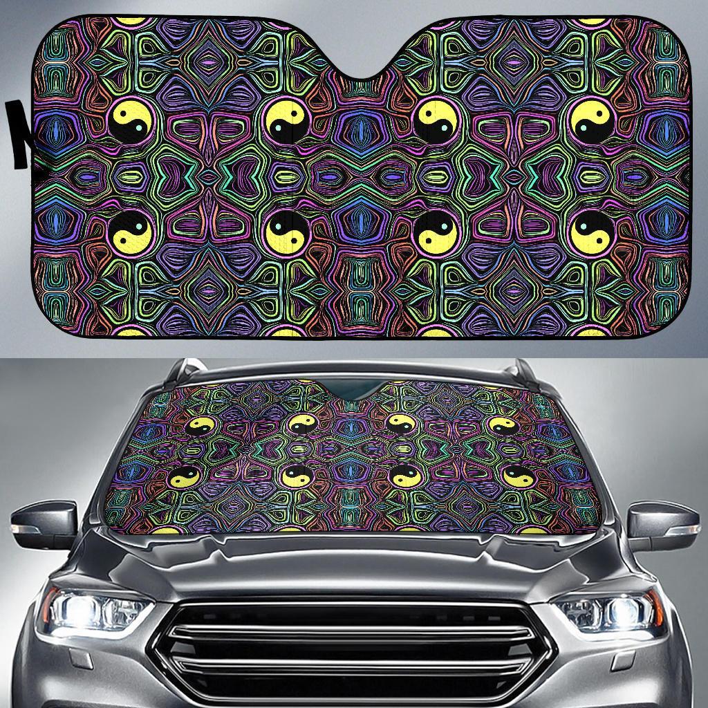 Yin Yang Neon Color Design Print Car Sun Shade For Windshield