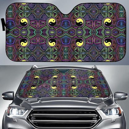 Yin Yang Neon Color Design Print Car Sun Shade For Windshield