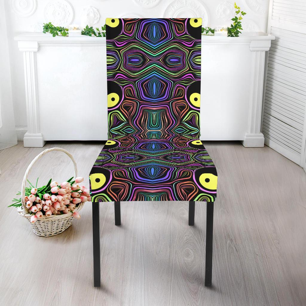Yin Yang Neon Color Design Print Dining Chair Slipcover-JTAMIGO.COM