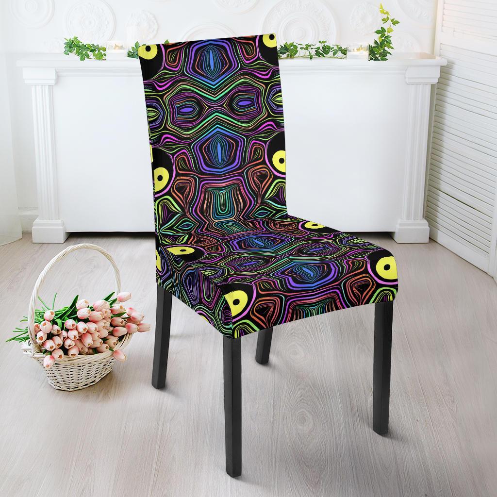 Yin Yang Neon Color Design Print Dining Chair Slipcover-JTAMIGO.COM