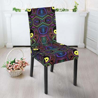 Yin Yang Neon Color Design Print Dining Chair Slipcover-JTAMIGO.COM