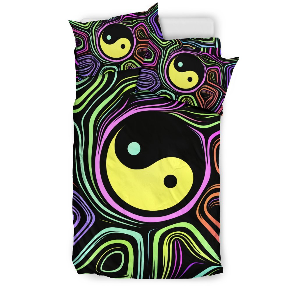 Yin Yang Neon Color Design Print Duvet Cover Bedding Set