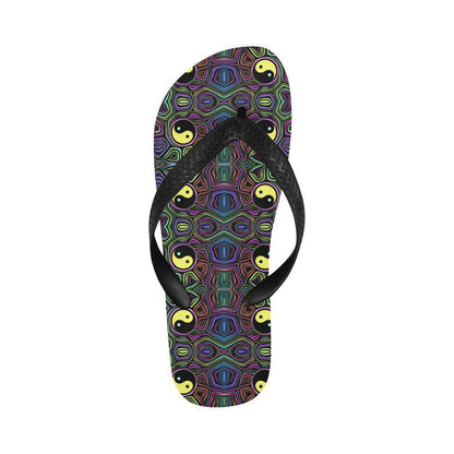 Yin Yang Neon Color Design Print Flip Flops-JTAMIGO.COM