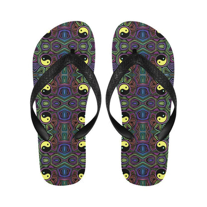 Yin Yang Neon Color Design Print Flip Flops-JTAMIGO.COM