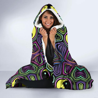 Yin Yang Neon Color Design Print Hooded Blanket-JTAMIGO.COM