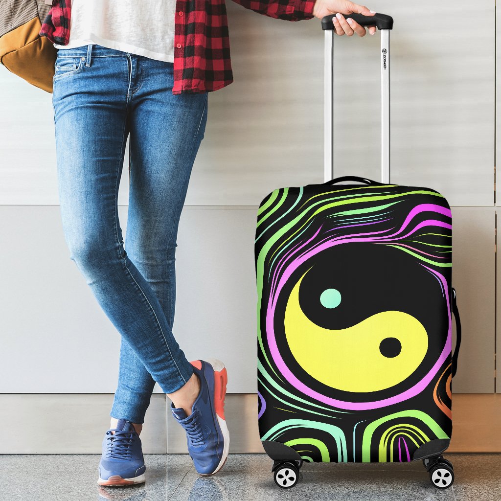 Yin Yang Neon Color Design Print Luggage Cover Protector