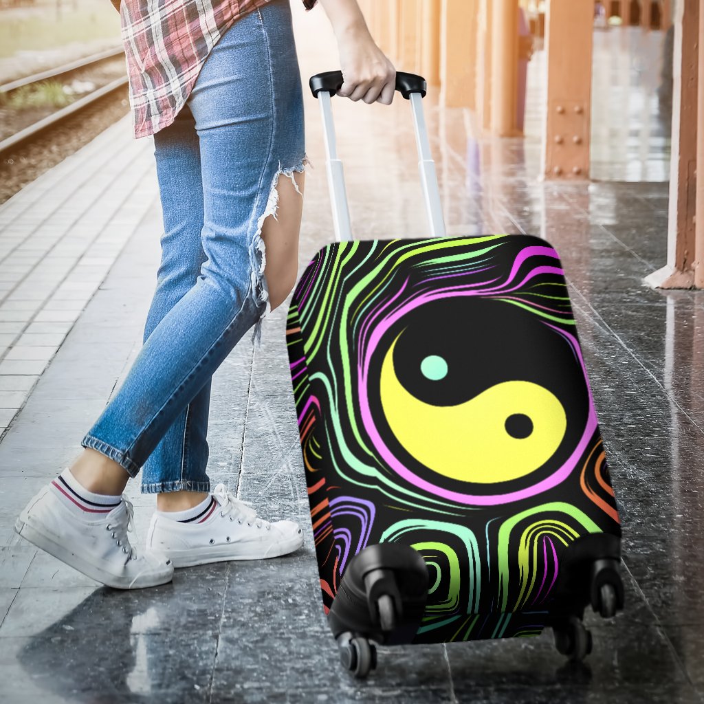 Yin Yang Neon Color Design Print Luggage Cover Protector