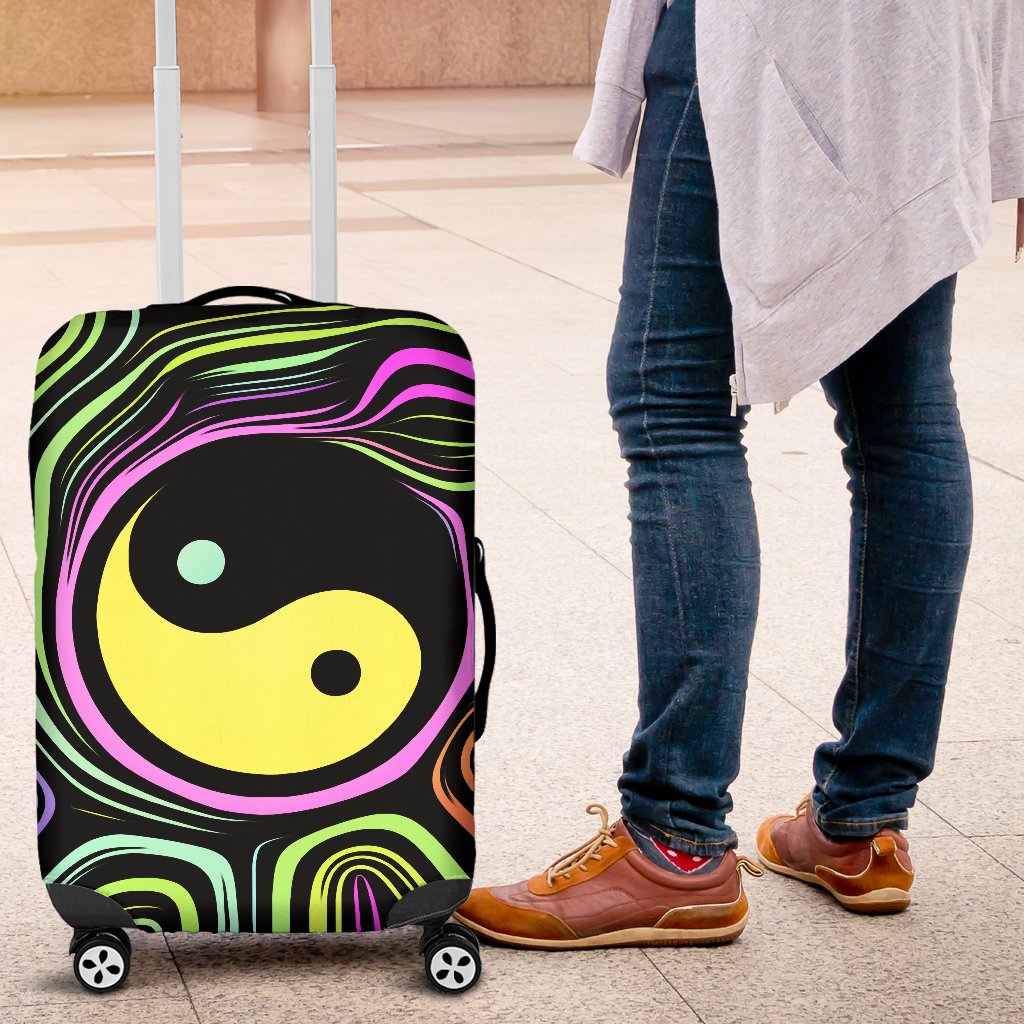 Yin Yang Neon Color Design Print Luggage Cover Protector