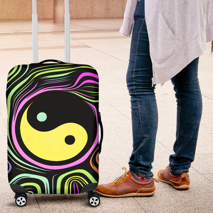 Yin Yang Neon Color Design Print Luggage Cover Protector