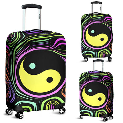 Yin Yang Neon Color Design Print Luggage Cover Protector