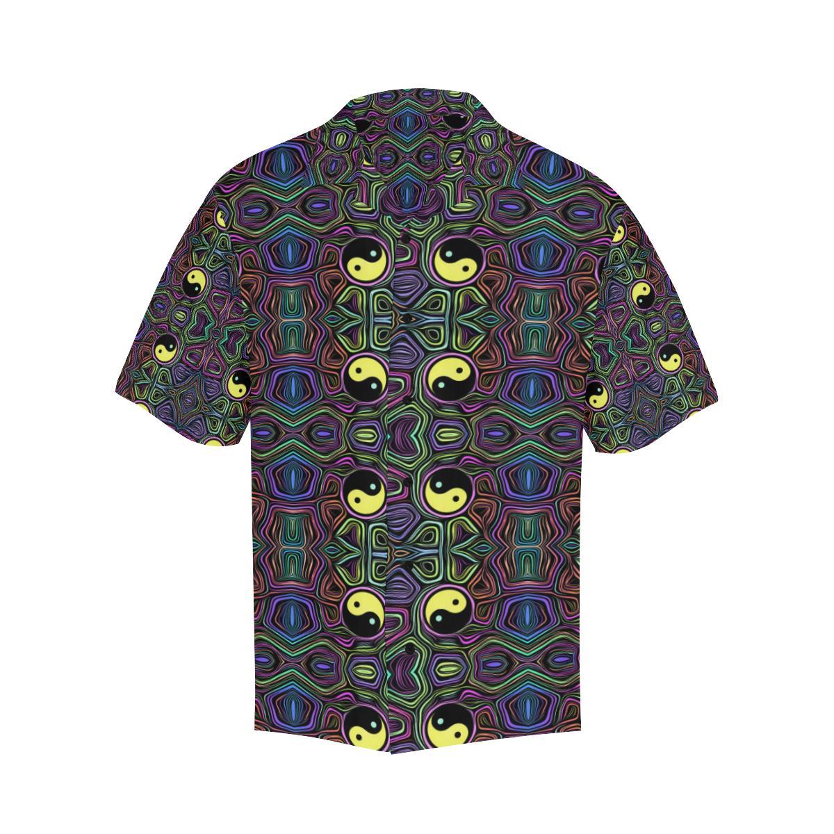 Yin Yang Neon Color Design Print Men Aloha Hawaiian Shirt
