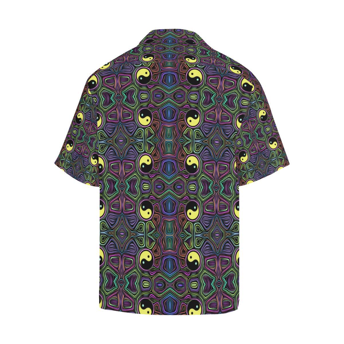 Yin Yang Neon Color Design Print Men Aloha Hawaiian Shirt