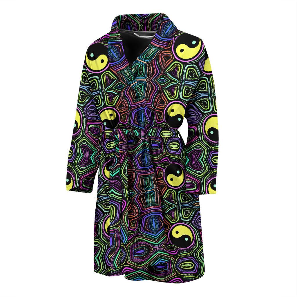 Yin Yang Neon Color Design Print Men Bath Robe-JTAMIGO.COM