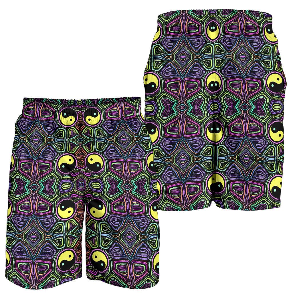 Yin Yang Neon Color Design Print Mens Shorts-JTAMIGO.COM
