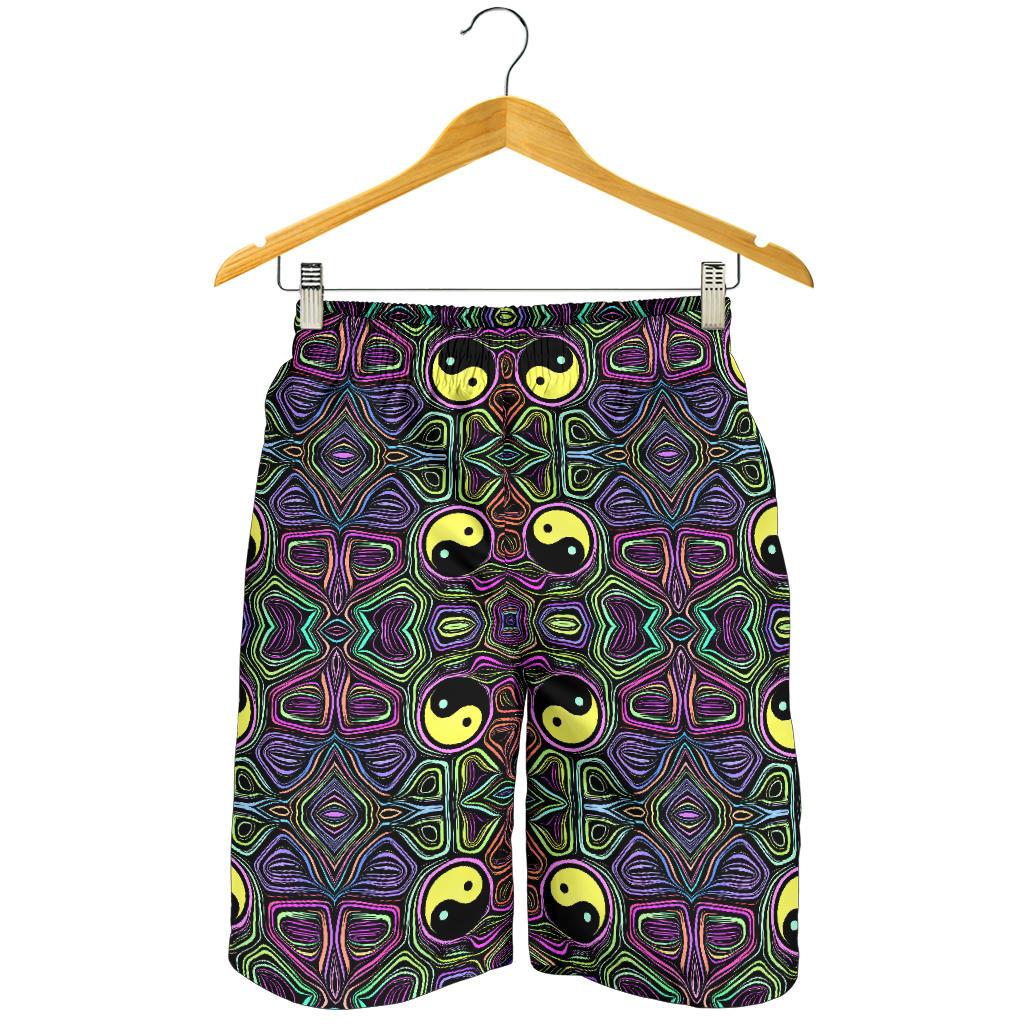 Yin Yang Neon Color Design Print Mens Shorts-JTAMIGO.COM