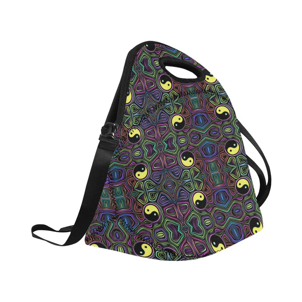 Yin Yang Neon Color Design Print Neoprene Lunch Bag (Model 1669)(Large)-JTAMIGO.COM