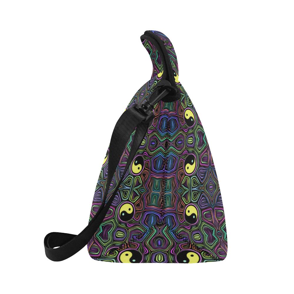 Yin Yang Neon Color Design Print Neoprene Lunch Bag (Model 1669)(Large)-JTAMIGO.COM
