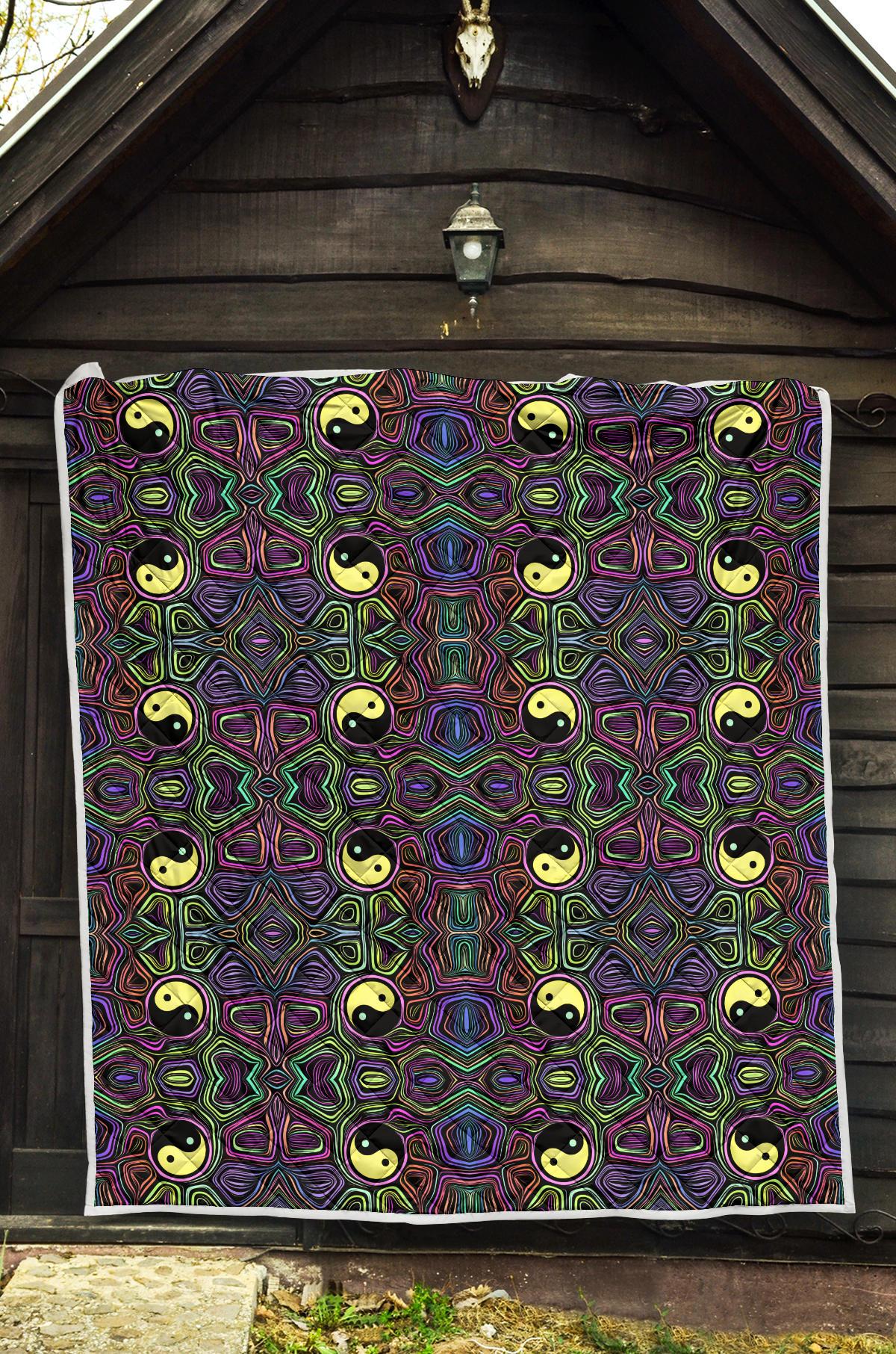 Yin Yang Neon Color Design Print Premium Quilt-JTAMIGO.COM