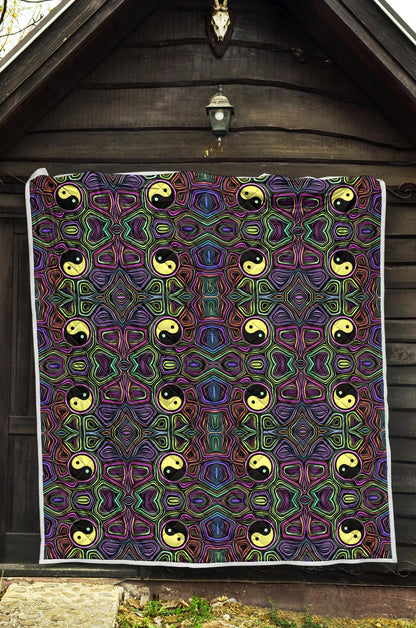 Yin Yang Neon Color Design Print Premium Quilt-JTAMIGO.COM